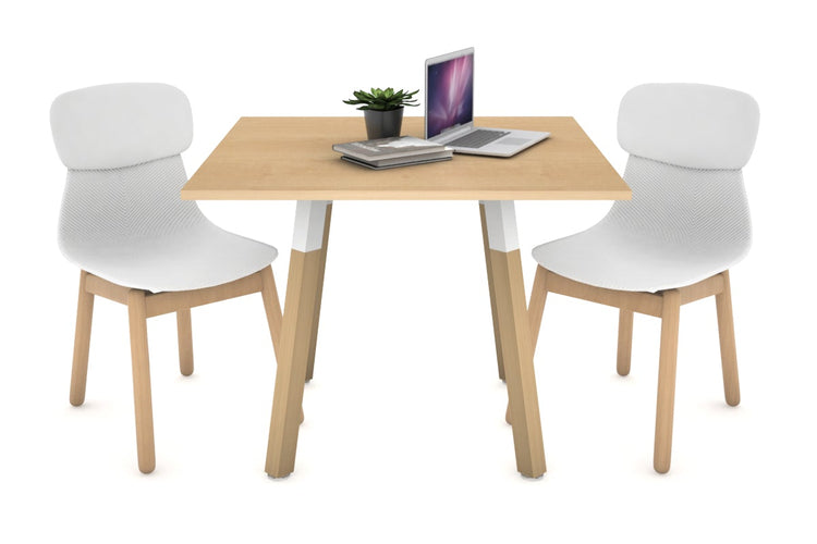 Quadro Wood Single Leg Square Table [800L x 800W] Jasonl white bracket maple 