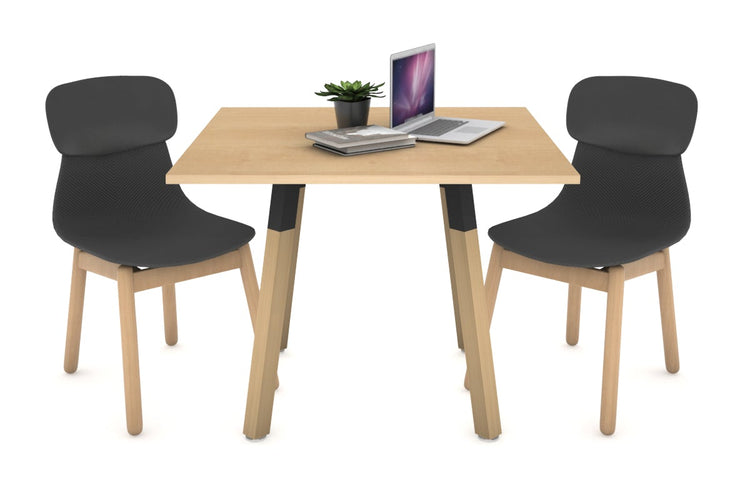 Quadro Wood Single Leg Square Table [800L x 800W] Jasonl black bracket maple 