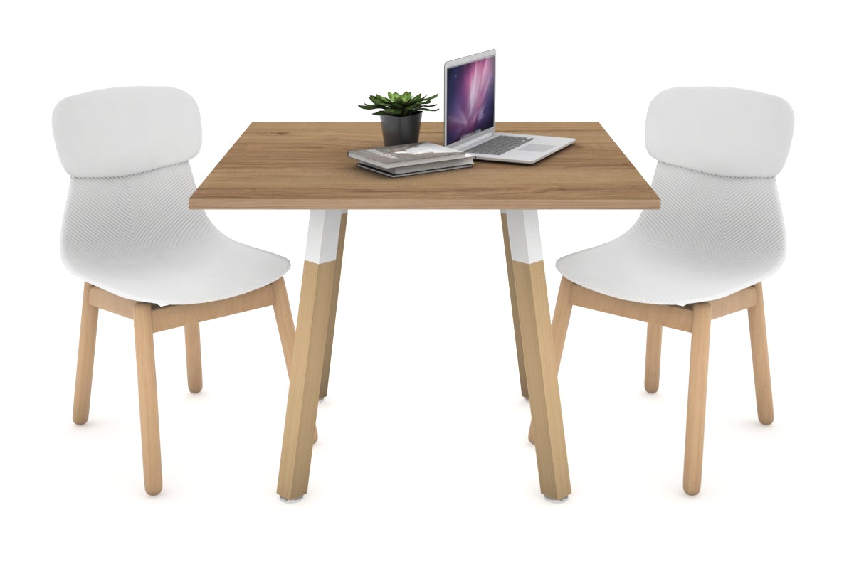 Quadro Wood Single Leg Square Table [800L x 800W] Jasonl white bracket salvage oak 