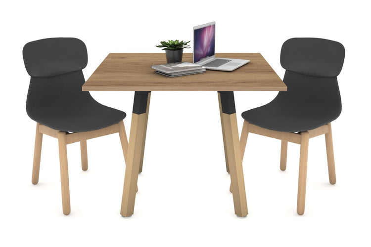 Quadro Wood Single Leg Square Table [800L x 800W] Jasonl black bracket salvage oak 