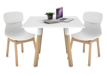 Quadro Wood Single Leg Square Table [800L x 800W] Jasonl white bracket white 