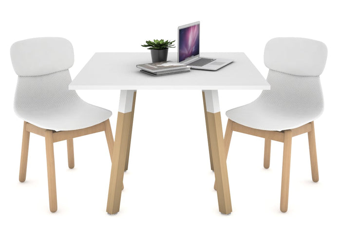 Quadro Wood Single Leg Square Table [800L x 800W] Jasonl white bracket white 