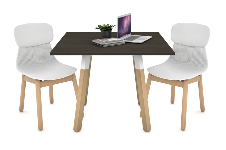 Quadro Wood Single Leg Square Table [800L x 800W] Jasonl white bracket dark oak 