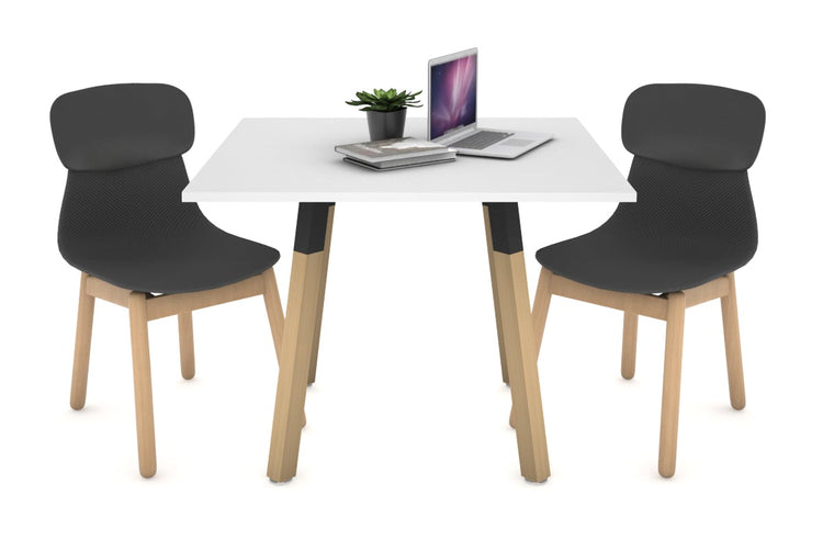 Quadro Wood Single Leg Square Table [800L x 800W] Jasonl black bracket white 