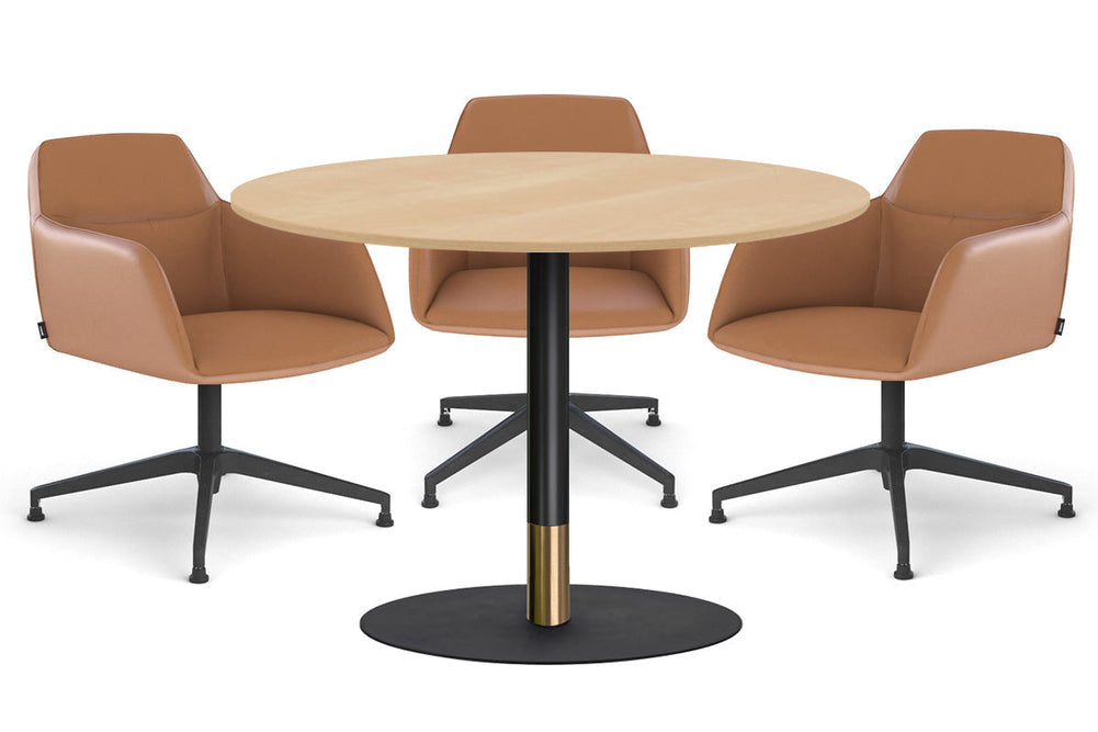 Rivoli Cafe Table Round Base Black/Rose Gold - Black Disc [1000 mm]-maple  