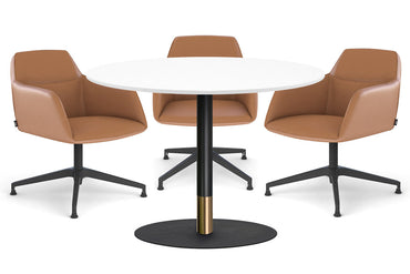 Rivoli Cafe Table Round Base Black/Rose Gold - Black Disc [1000 mm] Jasonl white 