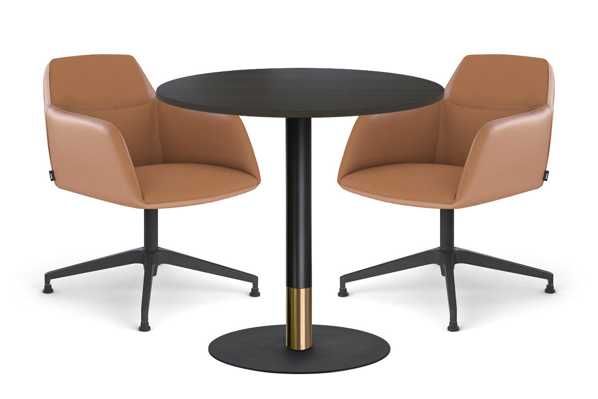 Rivoli Cafe Table Round Base Black/Rose Gold - Black Disc [600 mm] Jasonl dark oak 