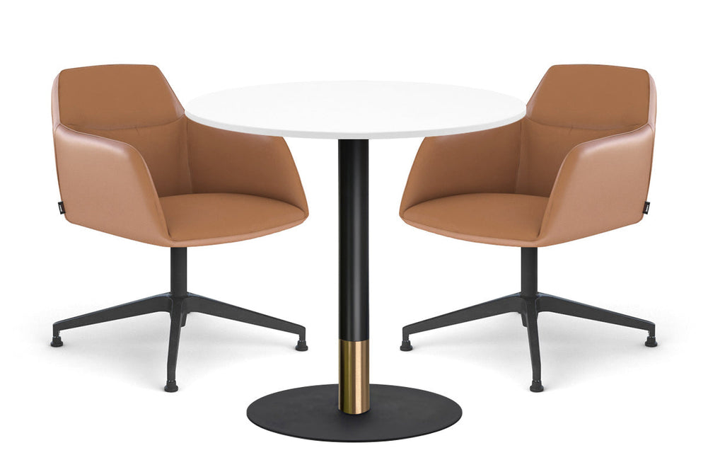 Rivoli Cafe Table Round Base Black/Rose Gold - Black Disc [600 mm]-white  