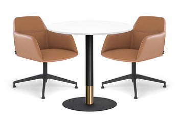  - Rivoli Cafe Table Round Base Black/Rose Gold - Black Disc [600 mm] - 1