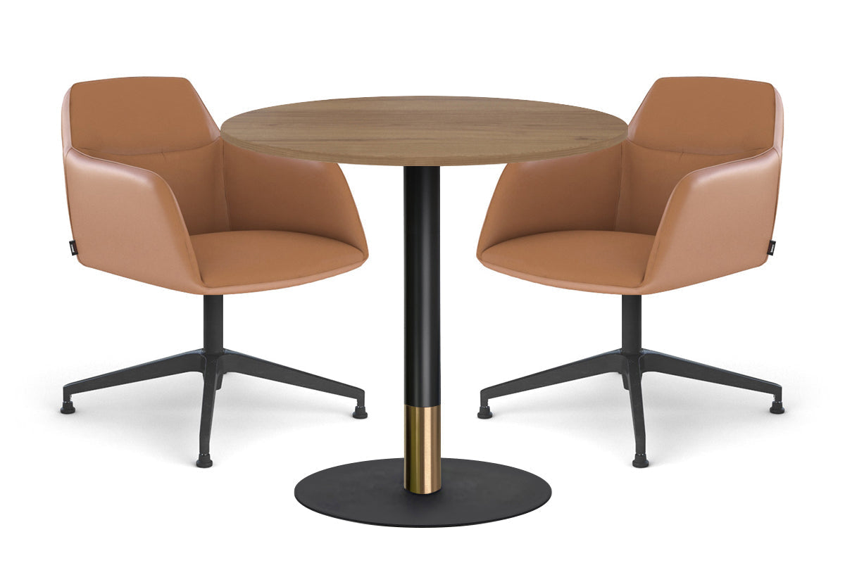 Rivoli Cafe Table Round Base Black/Rose Gold - Black Disc [600 mm] Jasonl salvage oak 