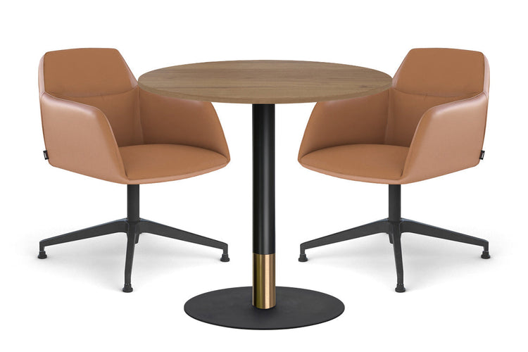 Rivoli Cafe Table Round Base Black/Rose Gold - Black Disc [600 mm] Jasonl salvage oak 