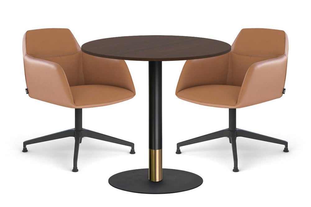 Rivoli Cafe Table Round Base Black/Rose Gold - Black Disc [700 mm]-maple  
