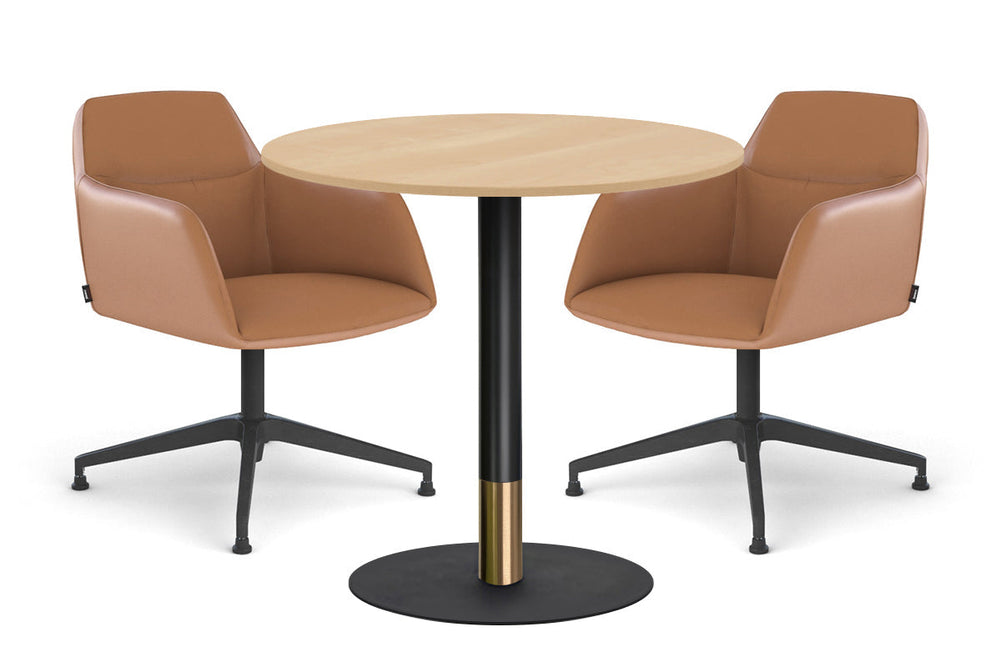 Rivoli Cafe Table Round Base Black/Rose Gold - Black Disc [700 mm]-maple  