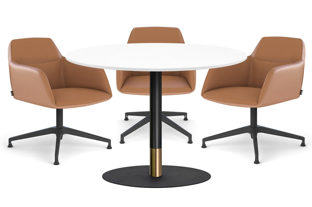 Rivoli Cafe Table Round Base Black/Rose Gold - Black Disc [800 mm]-white  