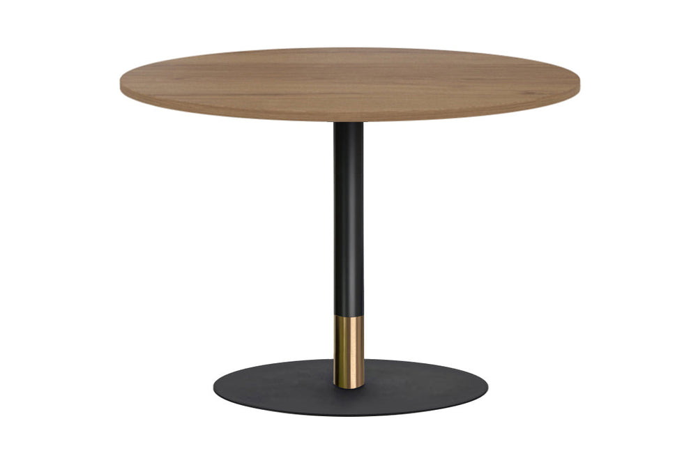 Rivoli Cafe Table Round Base Black/Rose Gold - Black Disc [800 mm]-dark oak  