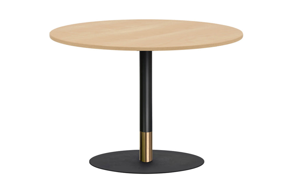 Rivoli Cafe Table Round Base Black/Rose Gold - Black Disc [800 mm]-dark oak  