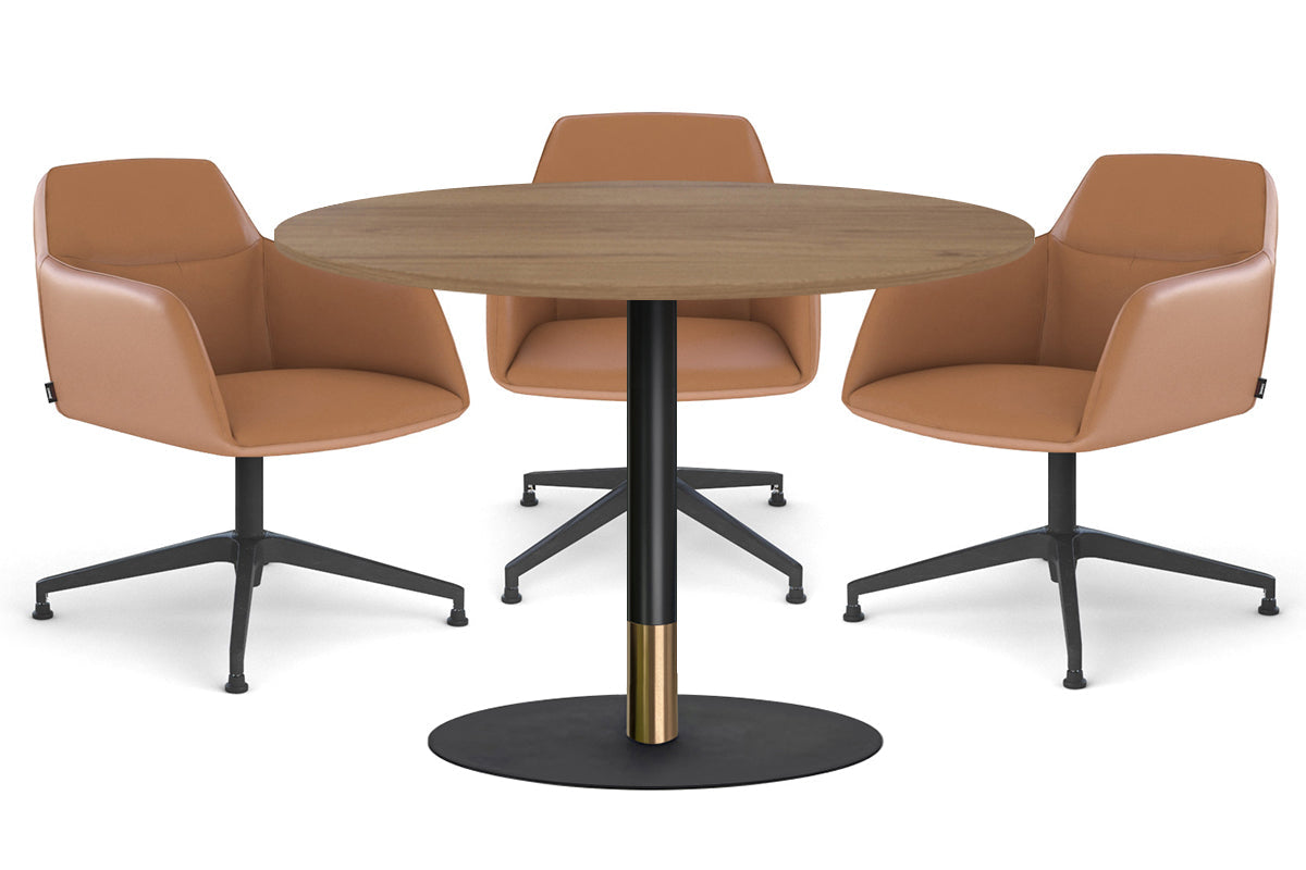 Rivoli Cafe Table Round Base Black/Rose Gold - Black Disc [800 mm] Jasonl salvage oak 
