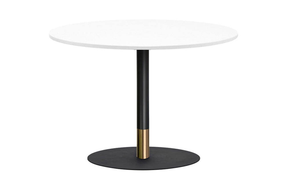 Rivoli Cafe Table Round Base Black/Rose Gold - Black Disc [800 mm]-dark oak  