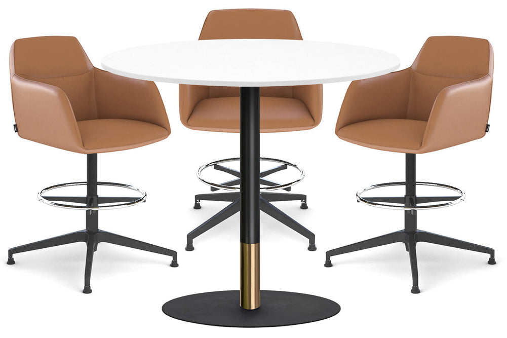 Rivoli Tall Bar Table Round Base Black/Rose Gold - Black Disc [1000 mm]-white  