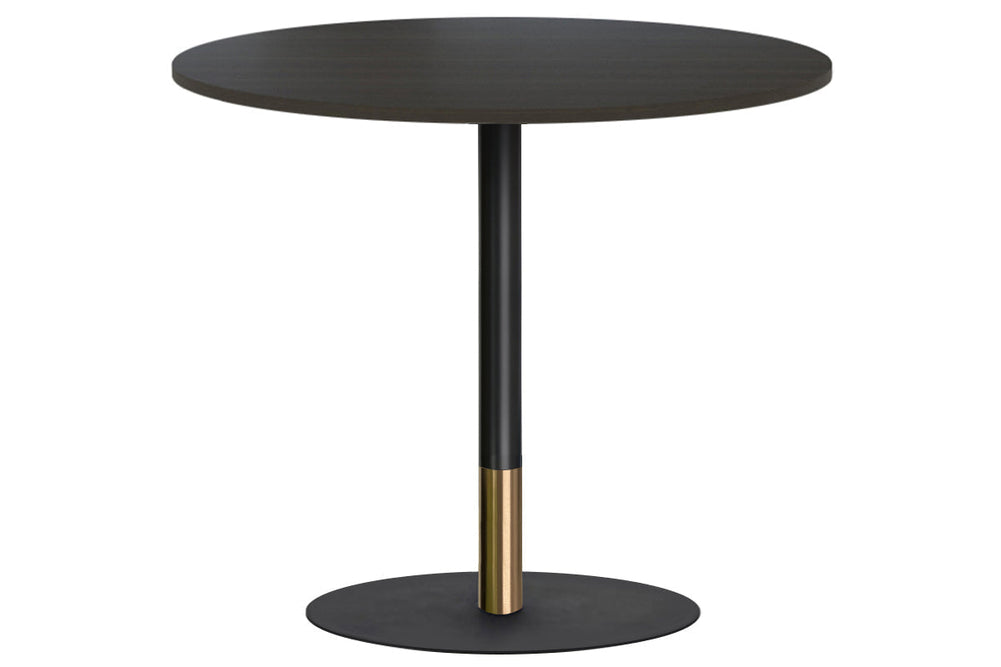 Rivoli Tall Bar Table Round Base Black/Rose Gold - Black Disc [1000 mm]-dark oak  