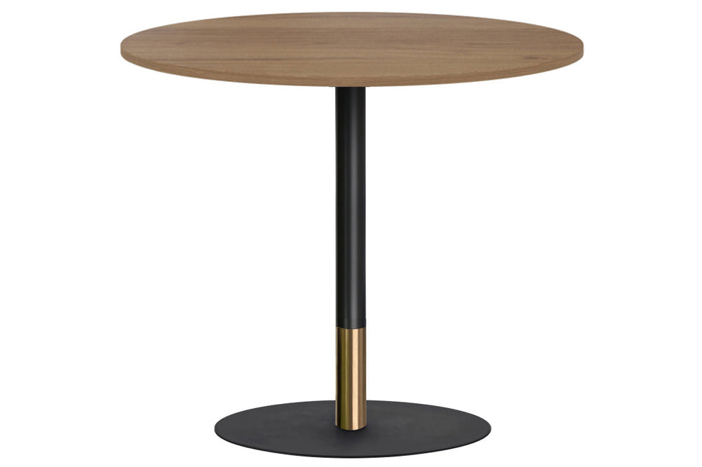 Rivoli Tall Bar Table Round Base Black/Rose Gold - Black Disc [1000 mm]-dark oak  