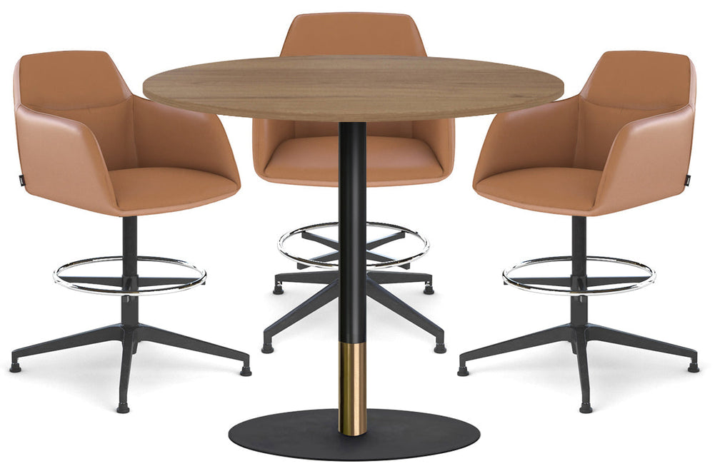 Rivoli Tall Bar Table Round Base Black/Rose Gold - Black Disc [1000 mm]-salvage oak  