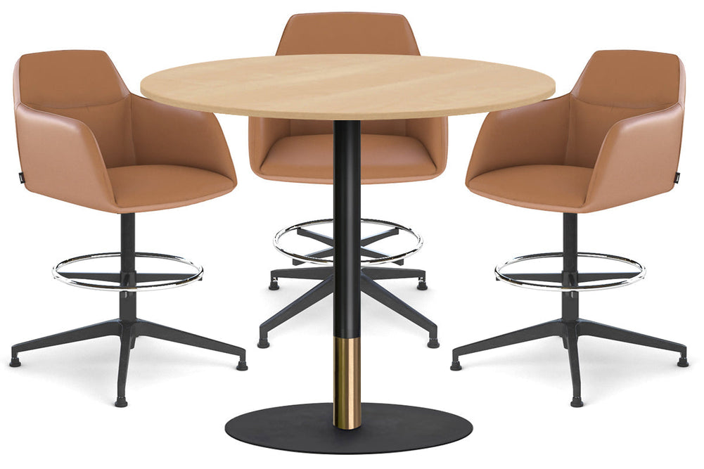 Rivoli Tall Bar Table Round Base Black/Rose Gold - Black Disc [1000 mm]-maple  