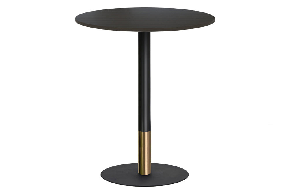 Rivoli Tall Bar Table Round Base Black/Rose Gold - Black Disc [600 mm]-dark oak  