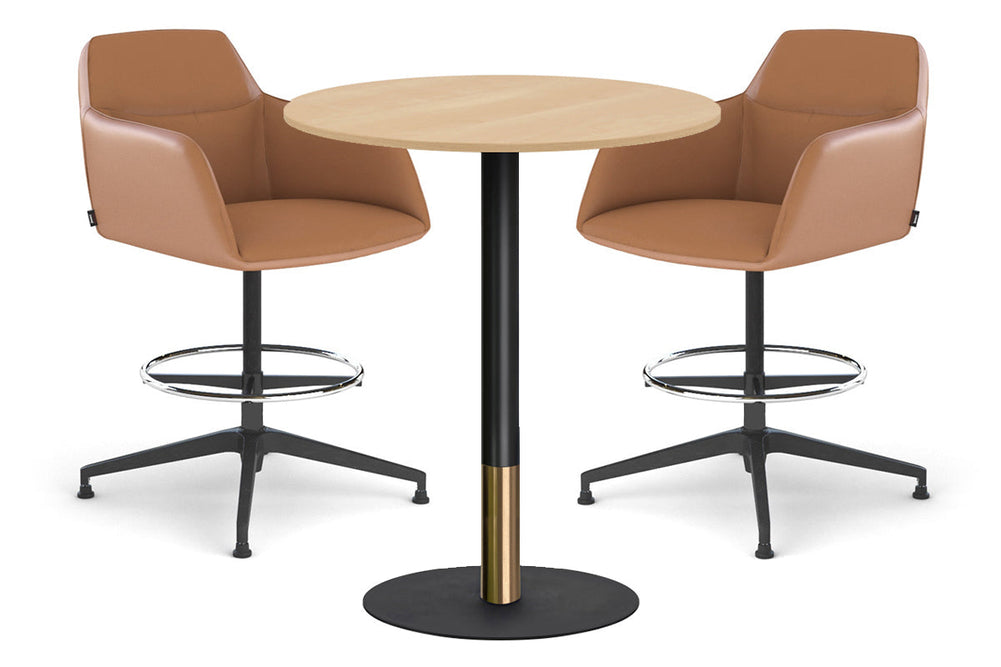 Rivoli Tall Bar Table Round Base Black/Rose Gold - Black Disc [600 mm]-dark oak  