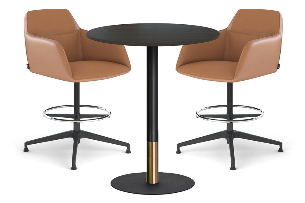 Rivoli Tall Bar Table Round Base Black/Rose Gold - Black Disc [600 mm]-dark oak  