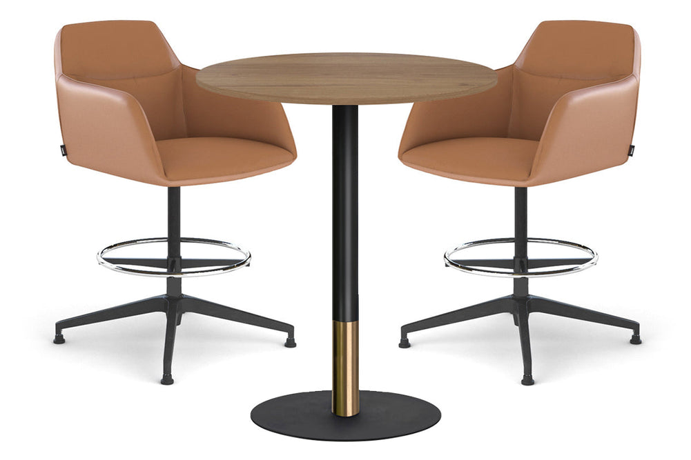 Rivoli Tall Bar Table Round Base Black/Rose Gold - Black Disc [600 mm]-salvage oak  