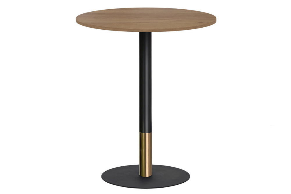 Rivoli Tall Bar Table Round Base Black/Rose Gold - Black Disc [600 mm]-dark oak  