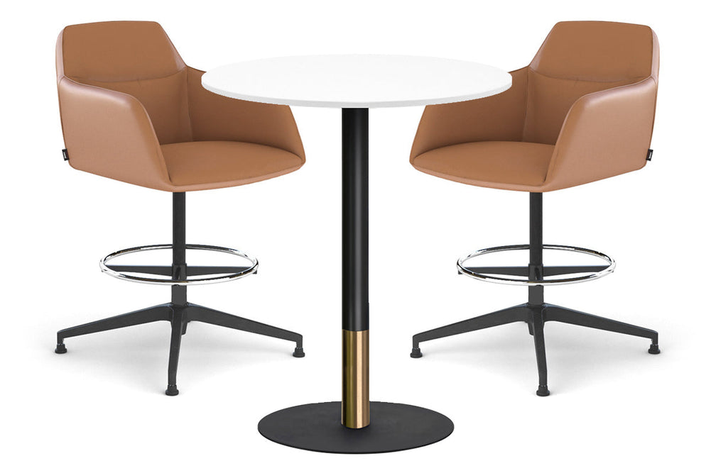 Rivoli Tall Bar Table Round Base Black/Rose Gold - Black Disc [600 mm]-white  