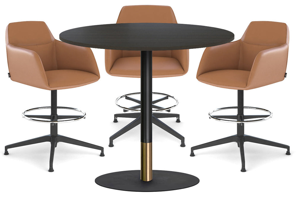 Rivoli Tall Bar Table Round Base Black/Rose Gold - Black Disc [800 mm]-dark oak  