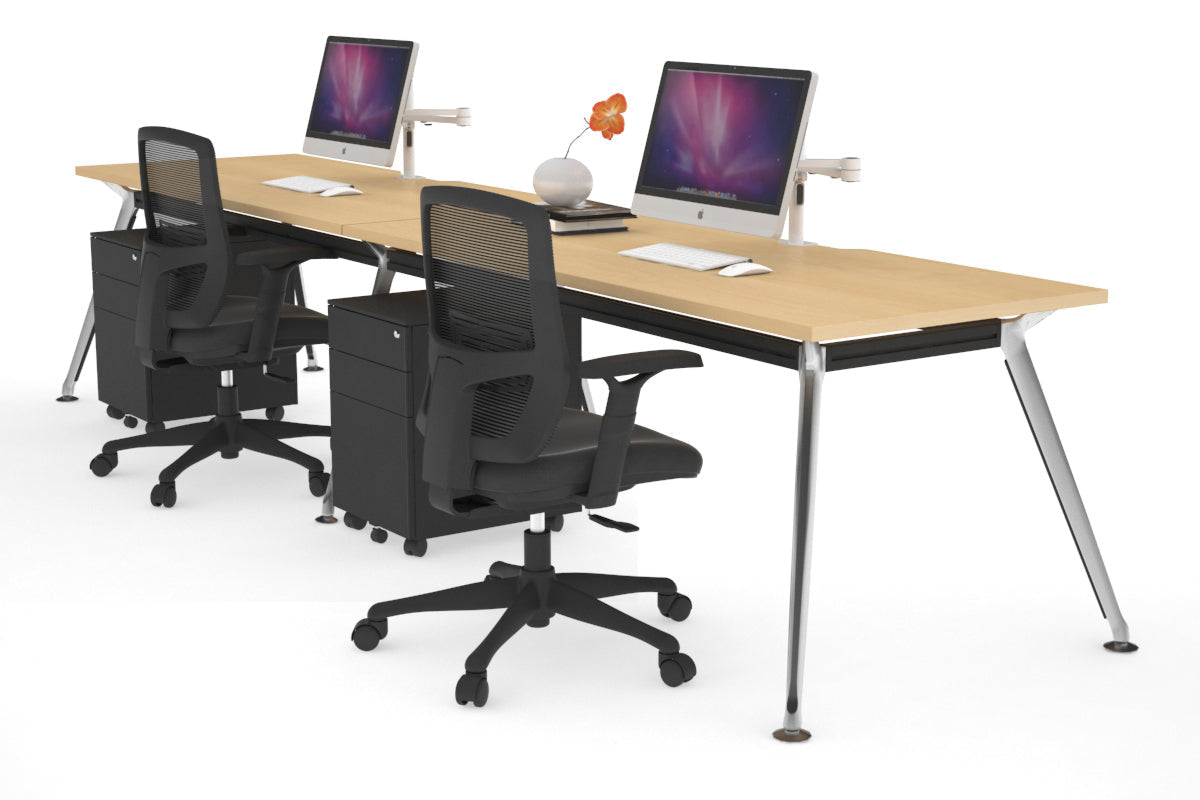 San Fran - 2 Person Office Workstation Run Chrome Leg [1400L x 800W with Cable Scallop] Jasonl maple 