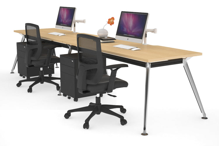 San Fran - 2 Person Office Workstation Run Chrome Leg [1400L x 800W with Cable Scallop] Jasonl maple 