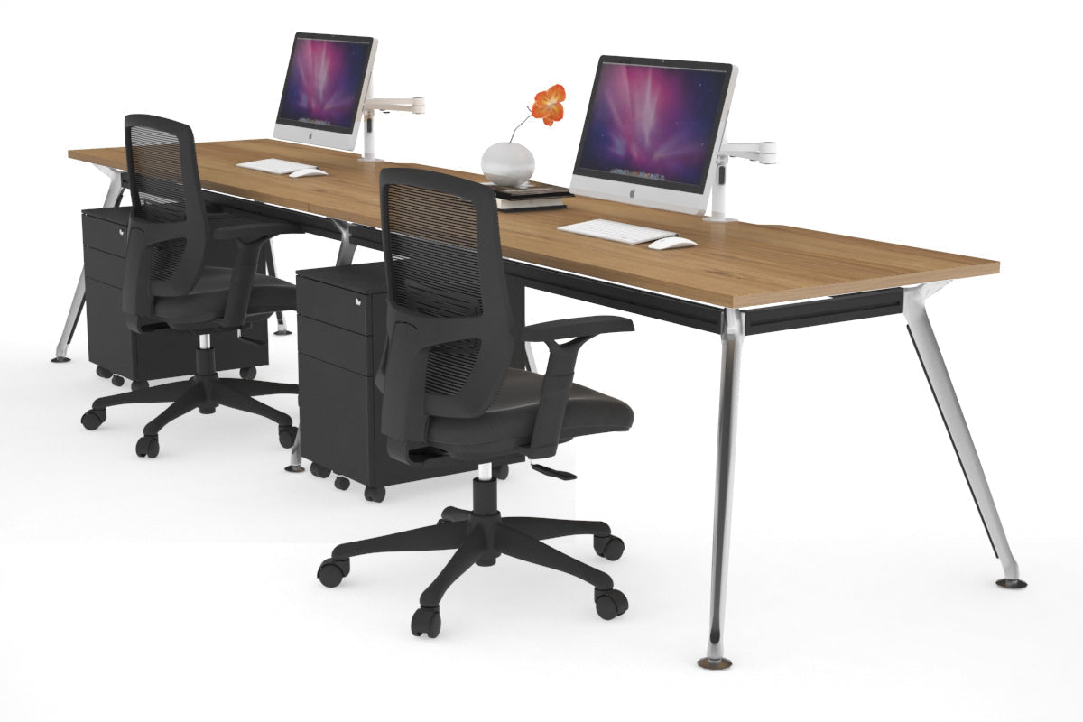 San Fran - 2 Person Office Workstation Run Chrome Leg [1400L x 800W with Cable Scallop] Jasonl salvage oak 