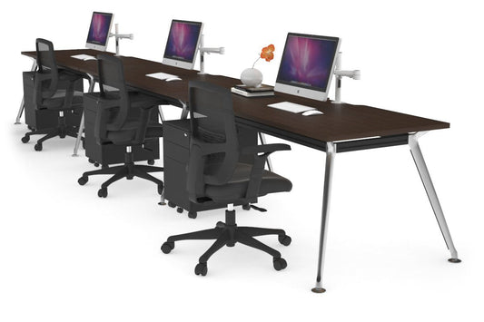 San Fran - 3 Person Office Workstation Run Chrome Leg [1200L x 800W with Cable Scallop] Jasonl wenge 