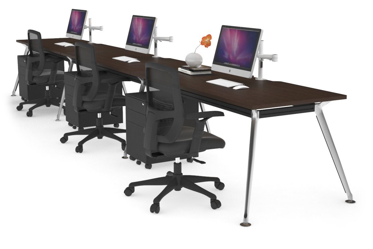 San Fran - 3 Person Office Workstation Run Chrome Leg [1600L x 800W with Cable Scallop] Jasonl wenge 
