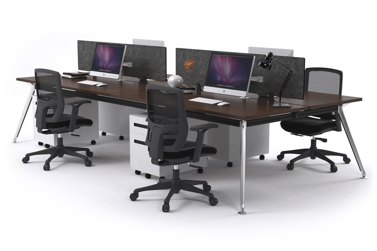 San Fran - 4 Person Office Workstation Desk Chrome Leg [1200L x 700W] Jasonl wenge echo grey (400H x 800W) 