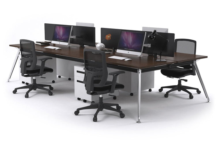 San Fran - 4 Person Office Workstation Desk Chrome Leg [1200L x 700W] Jasonl wenge black perspex (400H x 800W) 