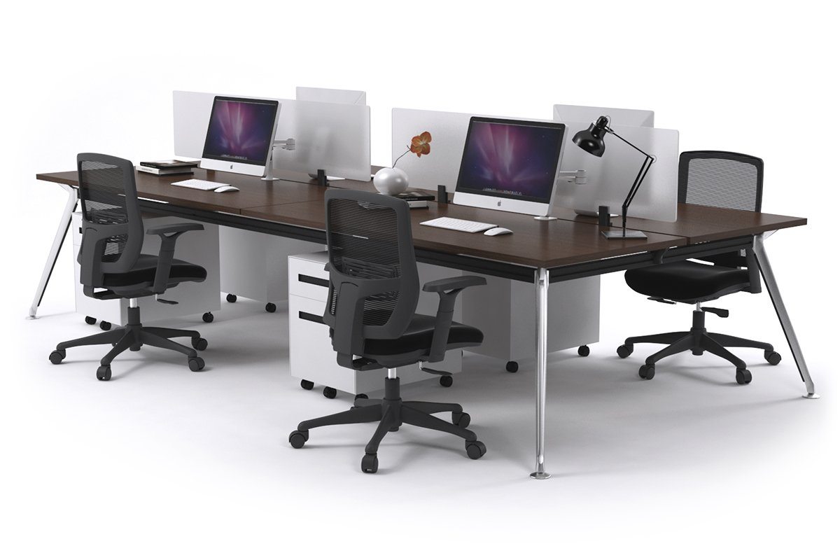 San Fran - 4 Person Office Workstation Desk Chrome Leg [1200L x 700W] Jasonl wenge white perspex (400H x 800W) 