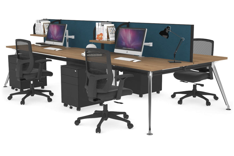 San Fran - 4 Person Office Workstation Desk Chrome Leg [1200L x 700W] Jasonl salvage oak deep blue (500H x 1200W) 