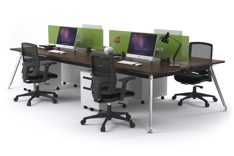 San Fran - 4 Person Office Workstation Desk Chrome Leg [1200L x 700W] Jasonl wenge green perspex (400H x 800W) 