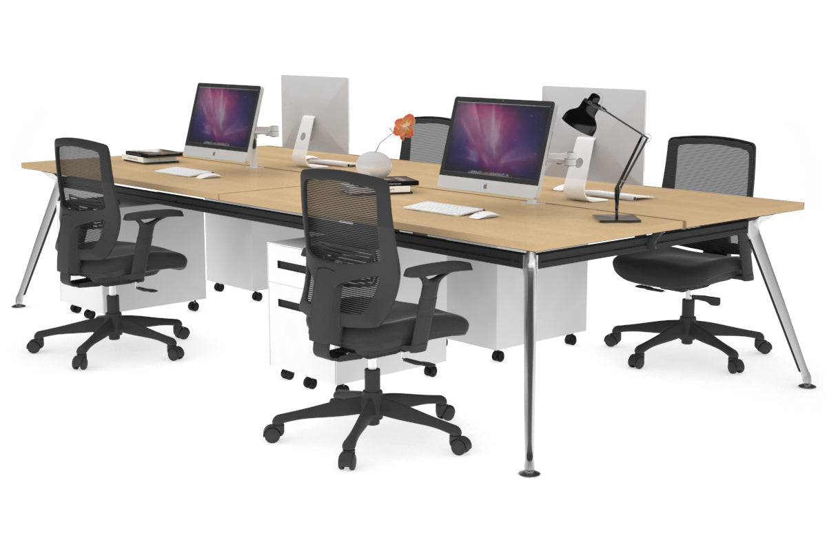 San Fran - 4 Person Office Workstation Desk Chrome Leg [1200L x 700W] Jasonl maple none 