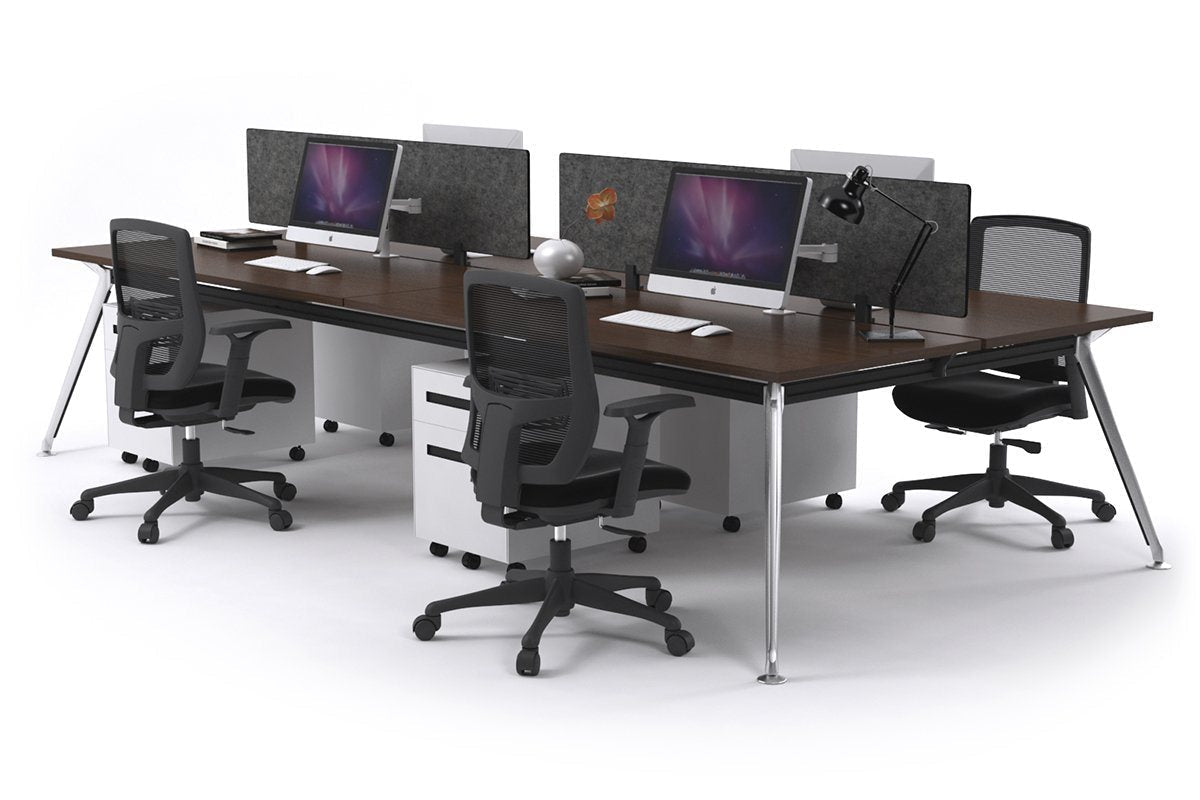San Fran - 4 Person Office Workstation Desk Chrome Leg [1400L x 700W] Jasonl wenge echo grey (400H x 800W) 