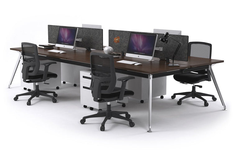 San Fran - 4 Person Office Workstation Desk Chrome Leg [1400L x 700W] Jasonl wenge echo grey (400H x 800W) 