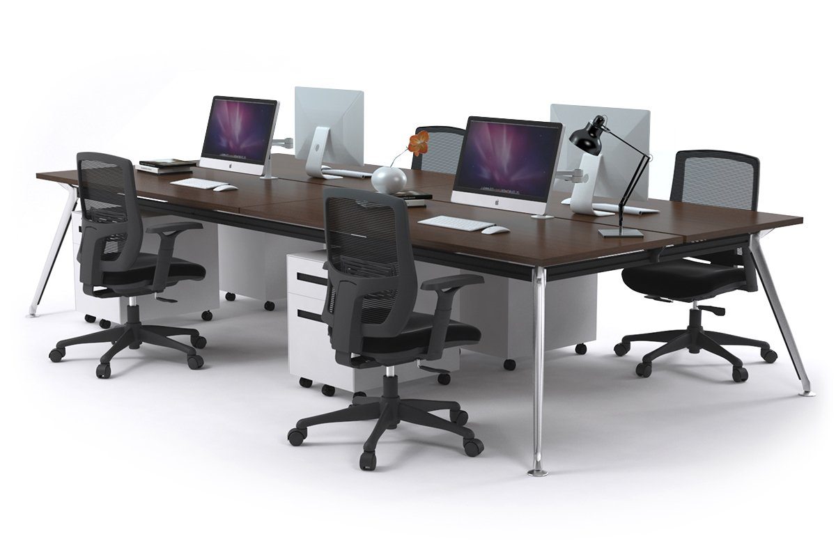 San Fran - 4 Person Office Workstation Desk Chrome Leg [1600L x 700W] Jasonl wenge none 