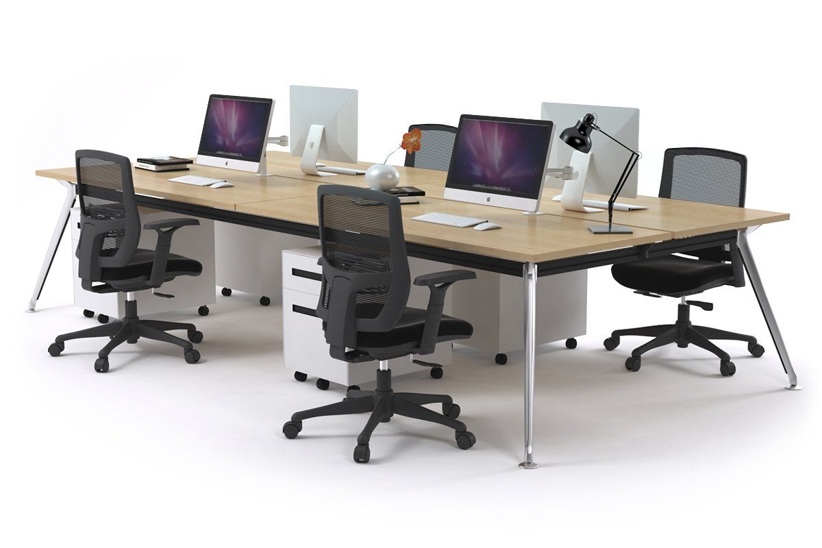 San Fran - 4 Person Office Workstation Desk Chrome Leg [1600L x 700W] Jasonl 