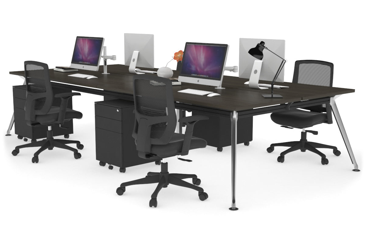 San Fran - 4 Person Office Workstation Desk Chrome Leg [1600L x 700W] Jasonl 